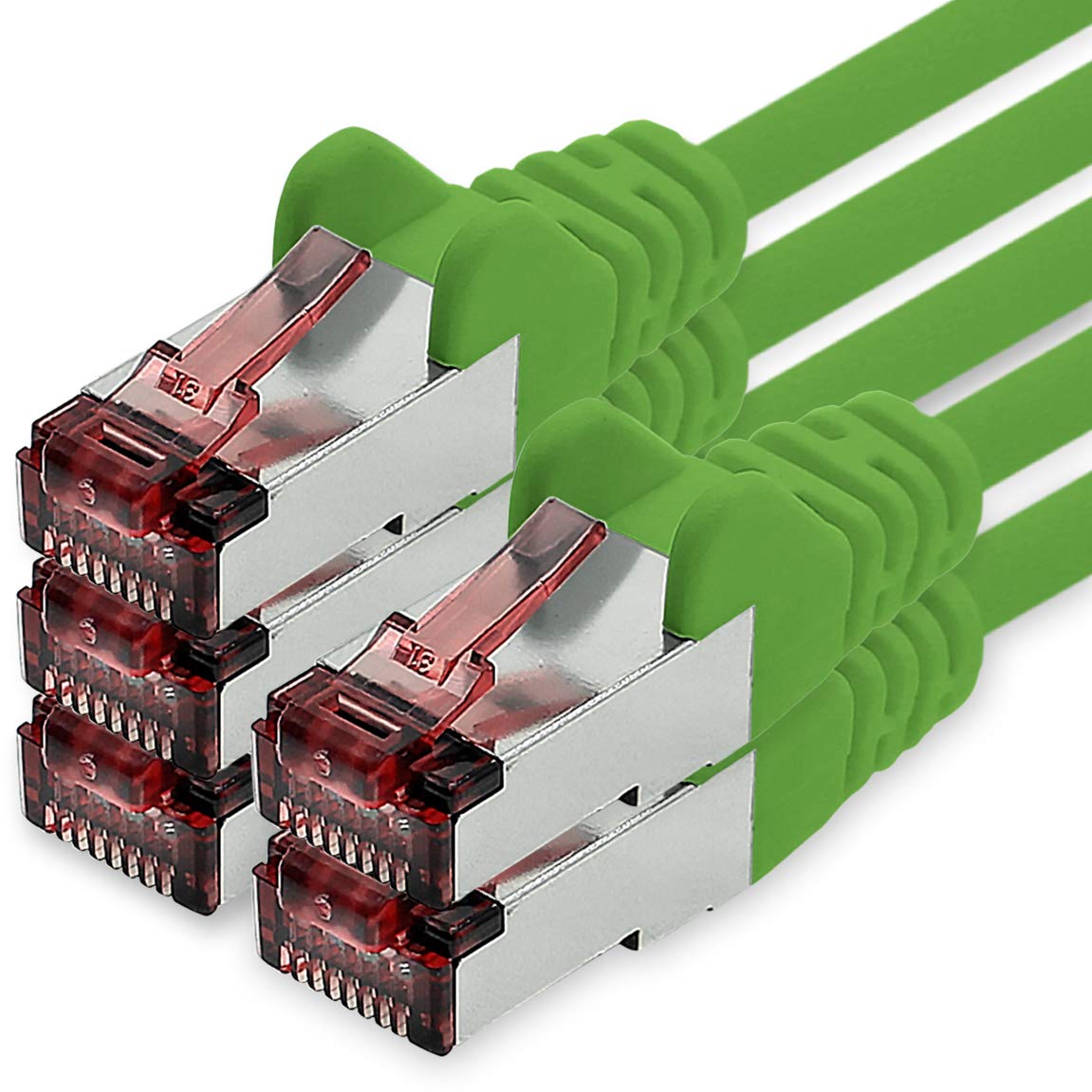 freiwerk Network cable Cat.6 5m green - 5 x Ethernet cable Lankabel Cat6 Lan network cable Sftp Pimf patch cable 1000 Mbit s