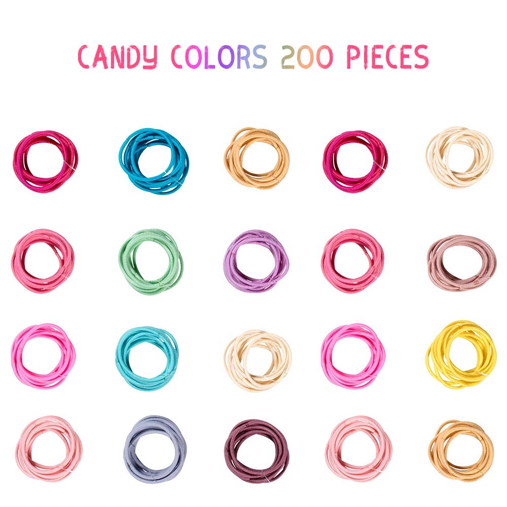 200PCS Baby Girls Hair Ties, Toddler Hair Ties for Girls and Kids, No Crease Soft and Stretchy Hair Bands, Elastic Ponytail Holders, Diameter 1 Inch and Assorted Colors : Beauty
