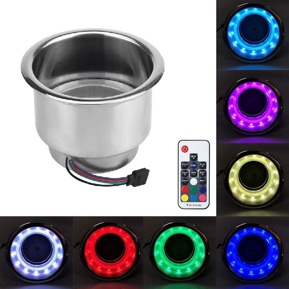 Cup Holder LED Stainless Steel Cup Holder Remote Control Stainless
