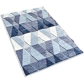 Tiita Bath Rugs for Bathroom 24" x 36" Non-Slip Blue Bath Mats Machine Washable Absorbent Shaggy Floor Foot Mat Microfiber Striped Pad Shower Rug