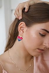 Bisexual Pride Heart Shape Dangle Earrings Gay