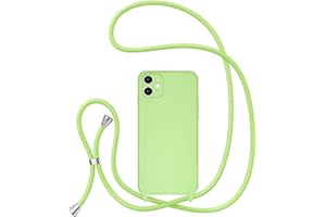 UEEBAI Crossbody Lanyard Phone case for iPhone 11 6.1 inch, Silicone Phone Cover with Adjustable Necklace Strap Soft Belt Neck Cord Lanyard Shockproof Protective Case - Matcha Green