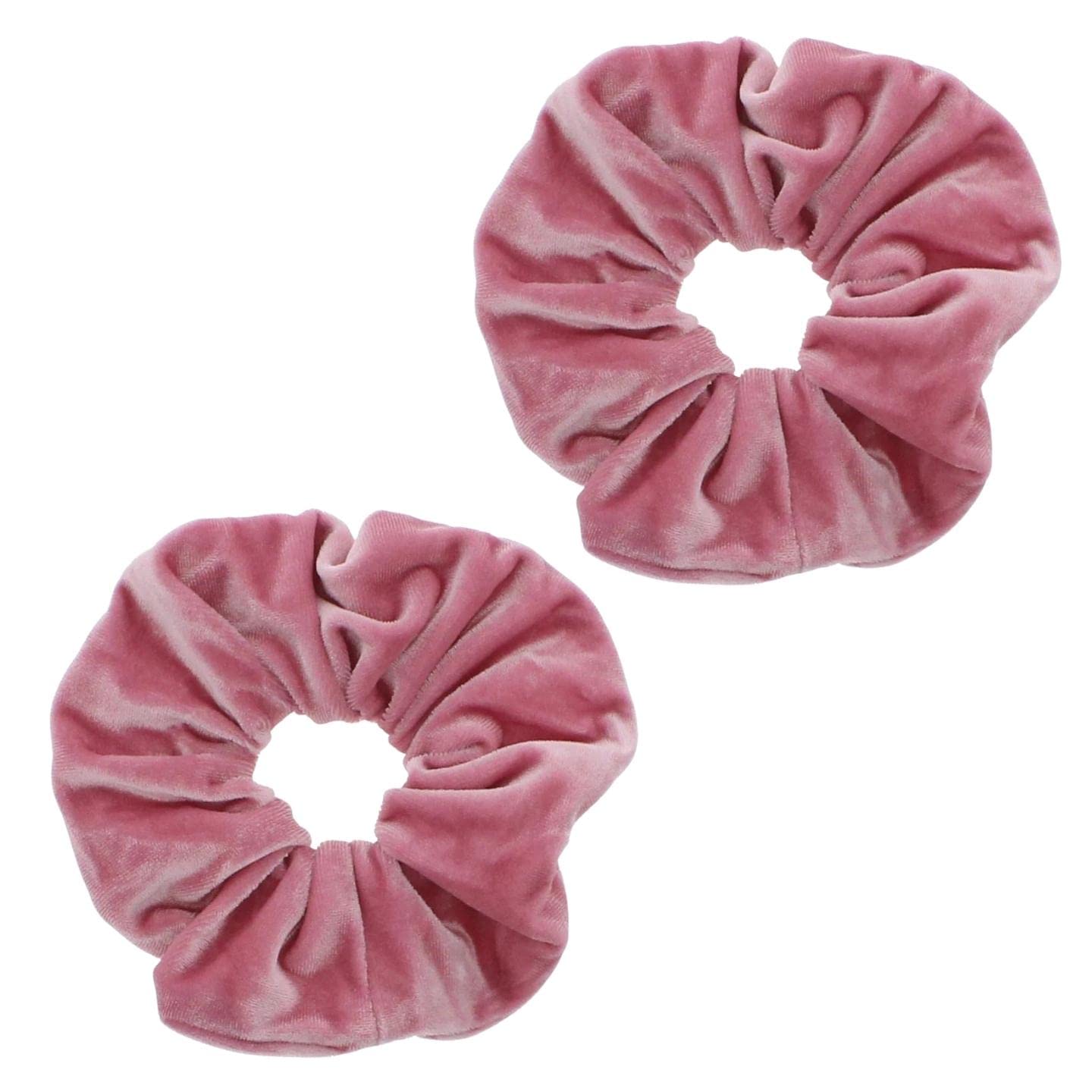 Topkids Accessories - Luxury Velvet Scrunchie Scrunchies Elastic Hair Band Ponytail Holders Hair Scrunchie Hair Bobbles Hair Accessories for Women, Ladies, Girls - Pack of 2 (Soft Pink)