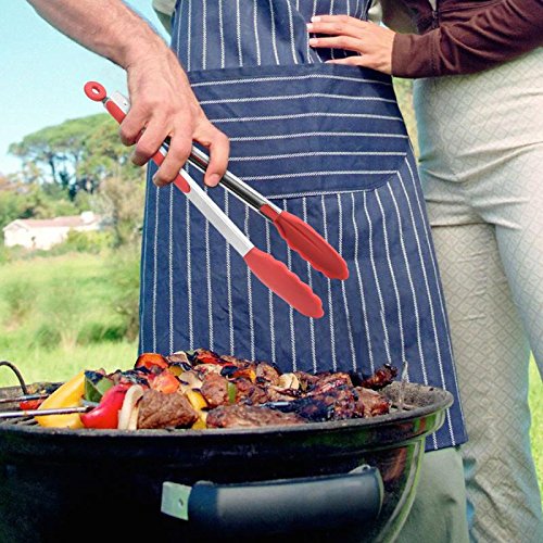 image for KingTong Premium Stainless Steel Kitchen Tongs With Silicone Tips For 