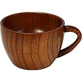 Buqoo Wooden Tea Cup & Coffee Mug - Vintage Drinking Cup with Handle for Tea, Milk, Beer, Water & Juice (200 ML)