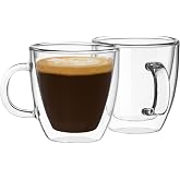 Mindful Design Double Wall Insulated Glasses Espresso Cups (Set of 2) - 5.4-Ounce Mugs