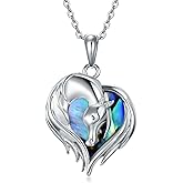AINFQY Fox/Horse Necklace for Women 925 Sterling Silver Heart Animal Abalone Shell Pendant Jewelry Gift for Mom Daughter
