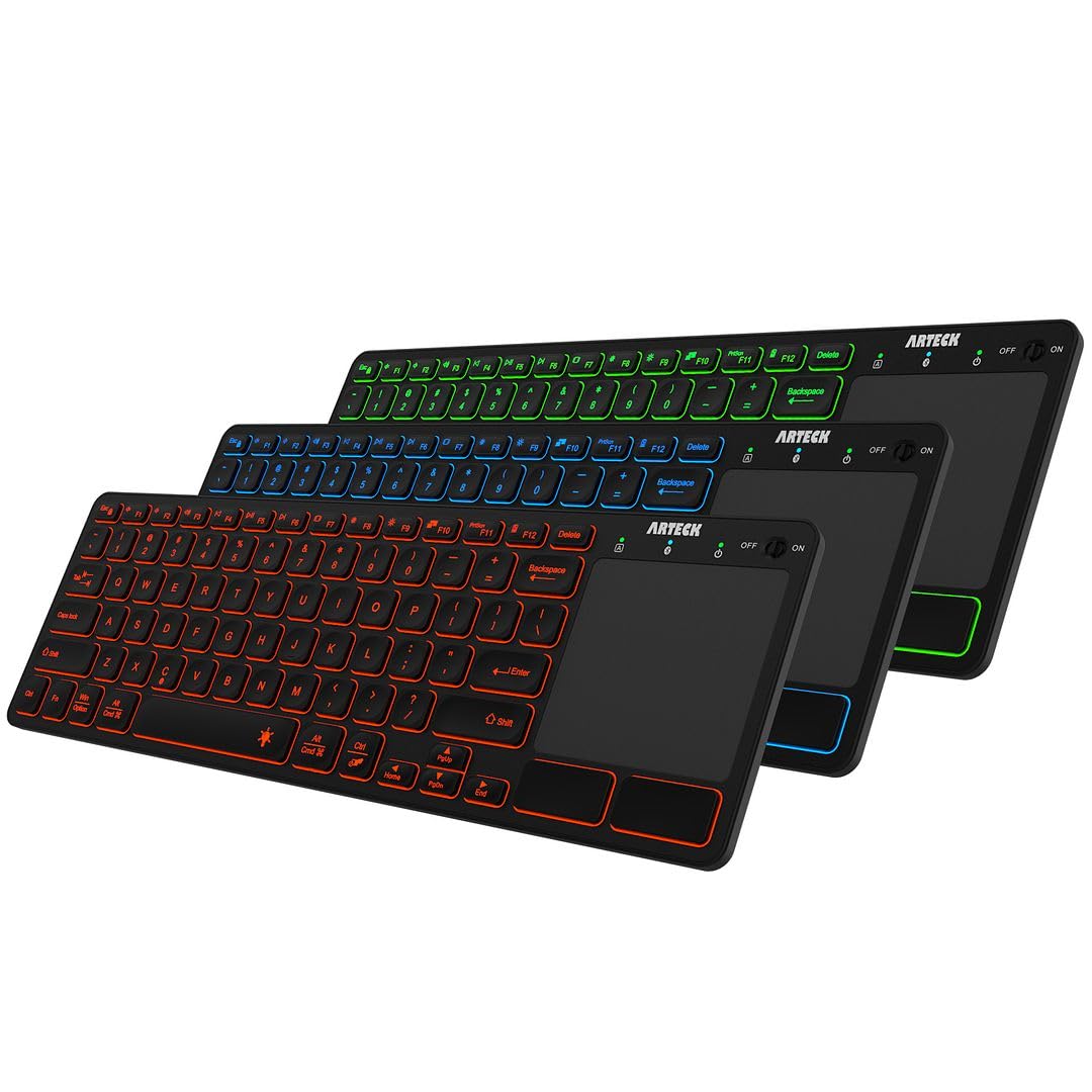 Photo 1 of Arteck Universal Backlit 7-Colors Bluetooth Touch TV Keyboard with Easy Media Control and Build-in Touchpad for TV-Connected Computer, Smart TV, Desktop, Laptop, iPad, Surface, Tablet, HTPC
