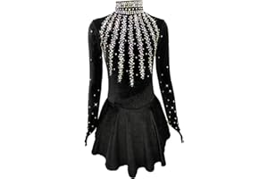 LIUHUO Ice Figure Skating Dress Girls Classic Velvet Skirt Training Dance Dress Competition, C, X-Large