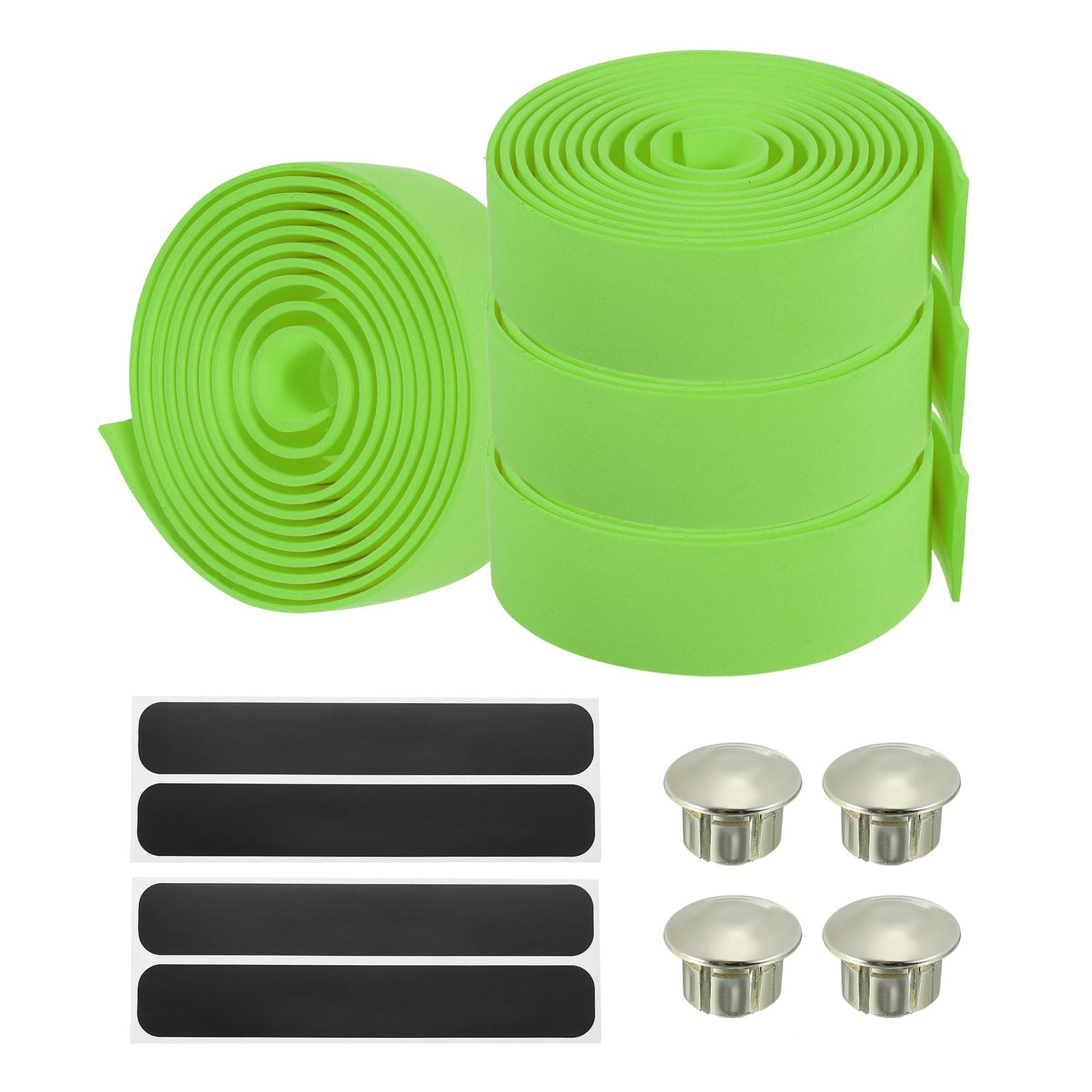 PATIKIL Bike Handlebar Tape, 4 Pack EVA Handle Grip Wraps Non-Slip Bicycle Bar Tape with Black End Plugs for Racing Bicycles, Green