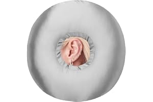 HAPIPOPPY Silky Ear Piercing Pillows with Holes for Ear Pain Side Sleeping Cartilage CNH Donut Pillow Ear Pressure Sore O-Shaped Headphones Relief Guard Protector Tinnitus Support Neck Head Grey