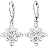 CUOKA MIRACLE Celtic Moonstone Earrings For Women S925 Sterling Silver Celtic Knot Earrings Small Moonstone Leverback Earring Irish Celtic's Jewelry Gifts For Women