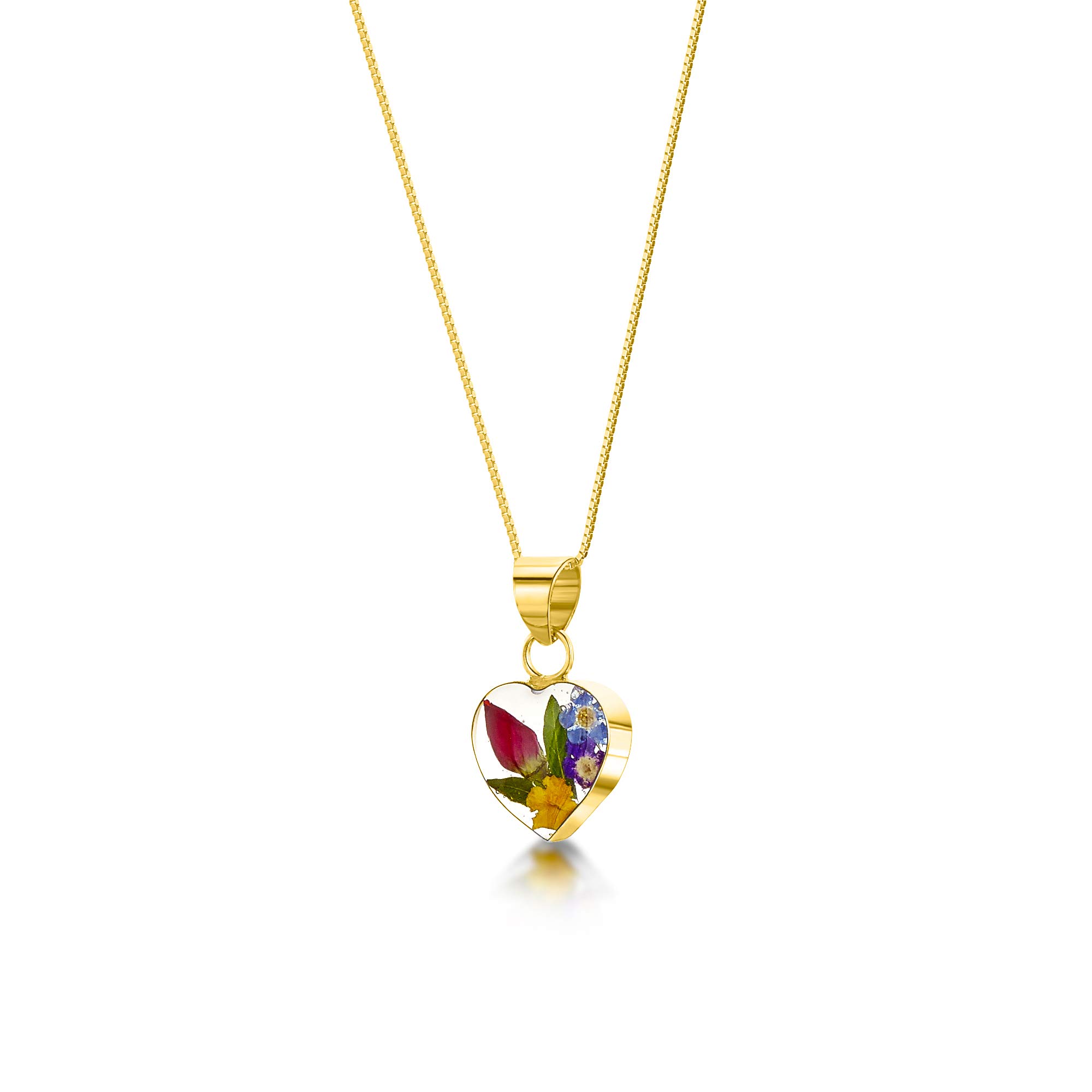 Shrieking Violet 18ct Gold-Plated Heart Real Flower Pendant Necklace