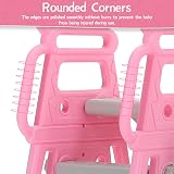 FUKEA 4-in-1 Baby Swing Slide Set Pink with Basketball Hoop 66lb Cap view 7