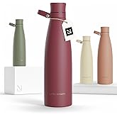 LARS NYSØM Stainless Steel Insulated Water Bottle 25oz 34oz | Insulated Thermo Flask for Hot and Cold Beverages | Leakproof Drinking Bottle (Berry Red, 33.9oz)