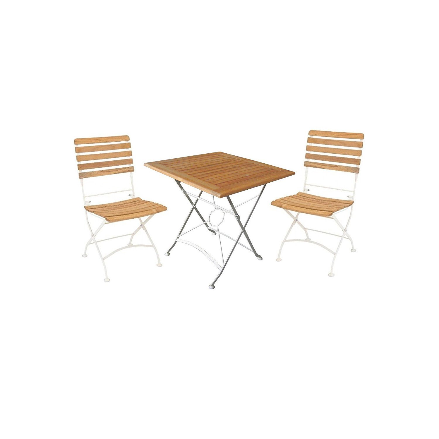 Flex 3er Gartenset aus Akazie natur/weiß Klappfunktion online bestellen