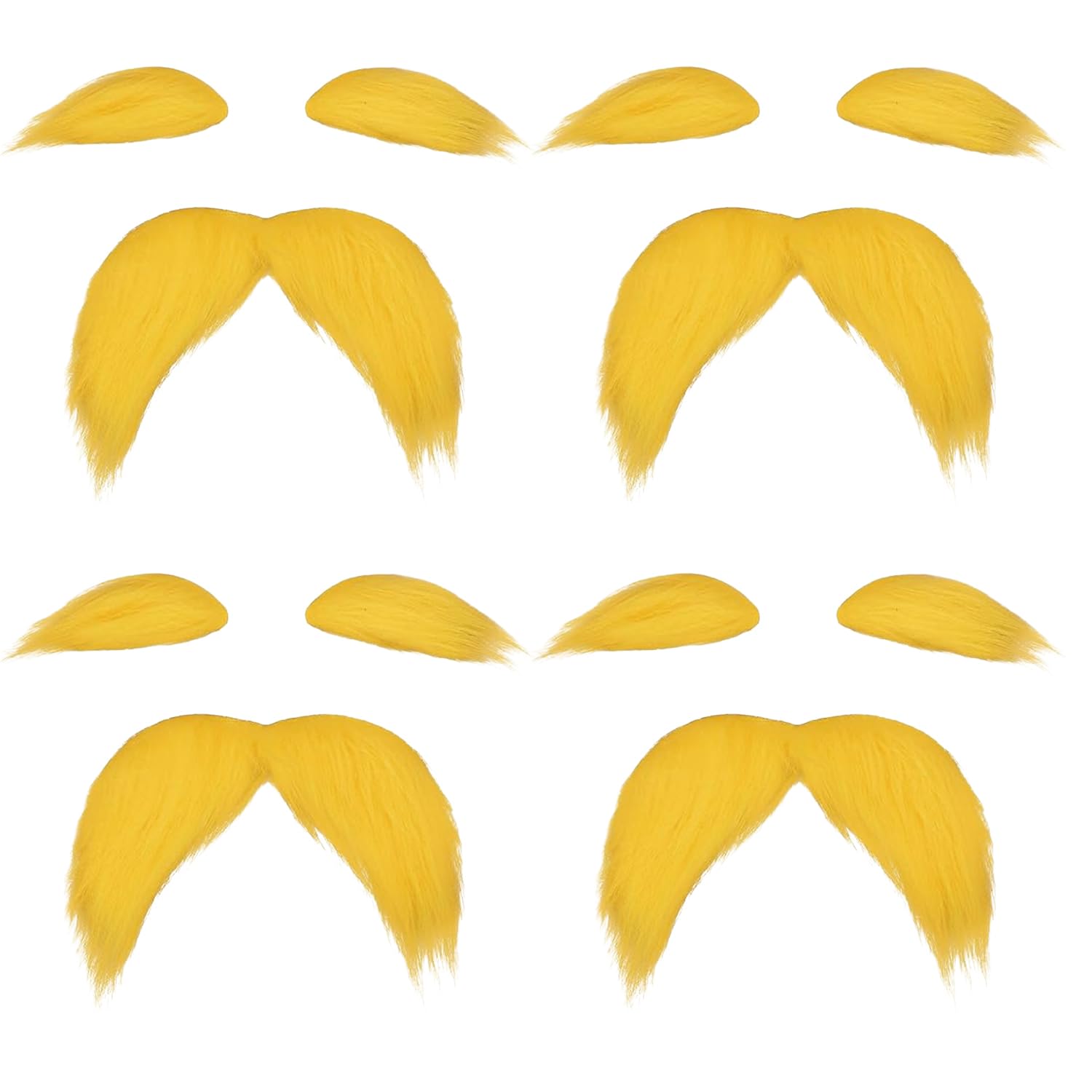 Bohue 4 Sets Yellow Mustache and Eyebrows Novelty Mustaches Halloween Faux Beard Cosplay Costume Accessories for Men Women