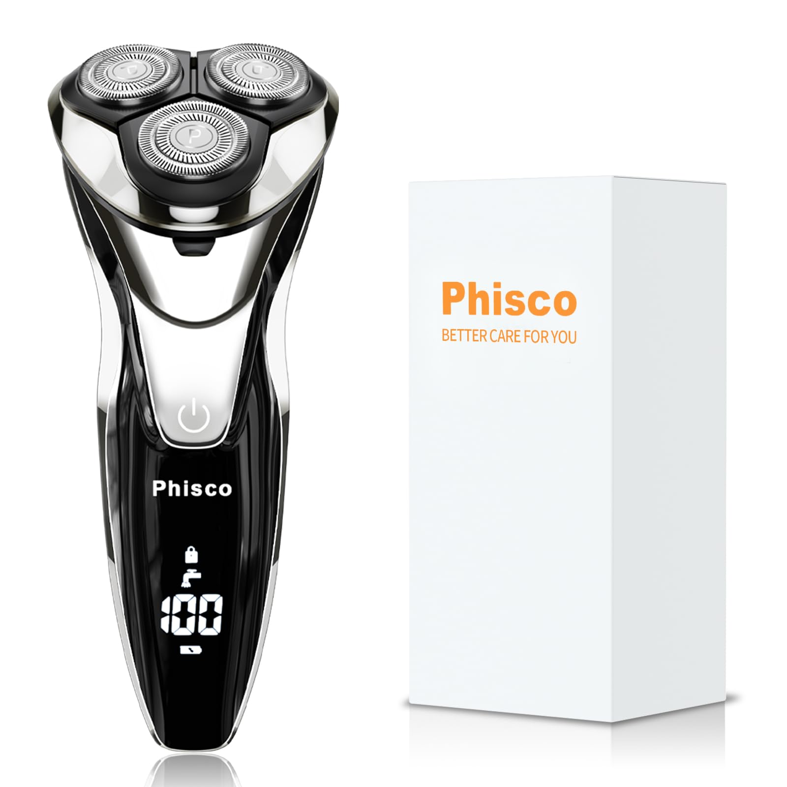 Phisco RMS8112-QuietPlus Men's Rechargeable Electric Razor - Cordless Wet & Dry Shaver with Precision Trimmer and Ultra-Quiet Operation