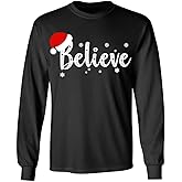 Kropsis Believe in Santa Claus Hat Christmas Long Sleeve T-Shirt
