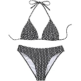 GORGLITTER Women's Polka Dots Bikini Sets Halter Triangle Tie Side Bathing Suit Cute Two Piece Swimsuit Summer Vacation
