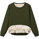 Flygo Unisex Boys Girls Fleece Lined Crewneck Sweatshirt Kids Warm Sherpa Pullover Sweater Sweatshirts Fall Winter Clothes