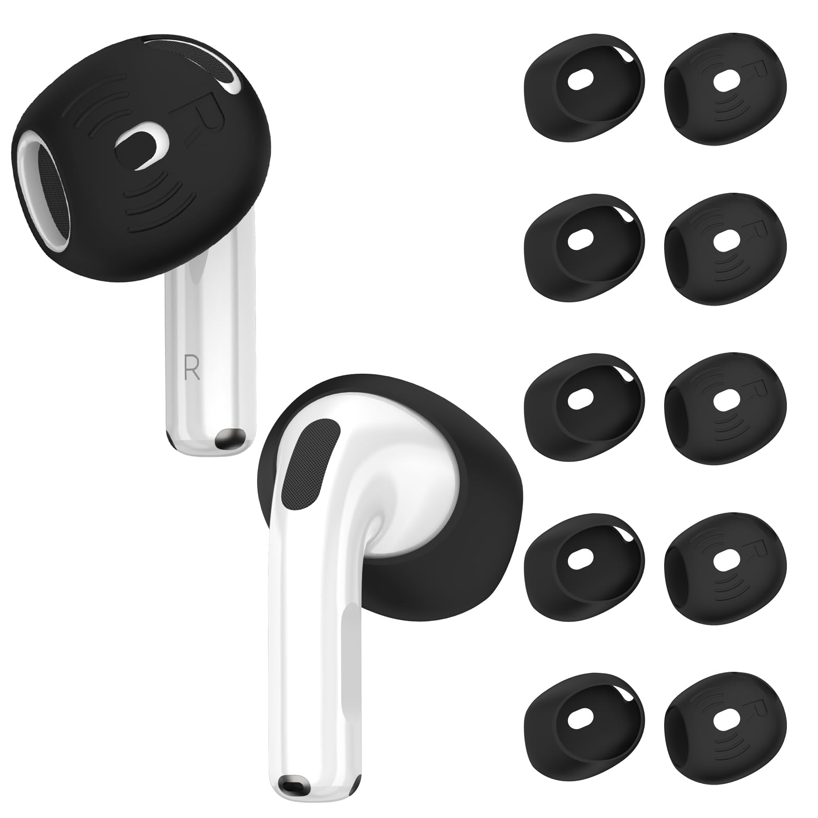 Photo 1 of [5 Pairs] for AirPods 4 Ear Tips Covers Sport Anti Slip Anti Scratche Skin Soft Silicone Eartip AirPods 4 Gen Earbuds Accessories Compatible with Apple AirPods 4th Generation (Black)