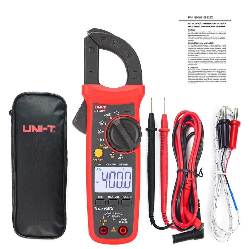 Unit Multimeter Auto Rage UNI-T UT202+ Multimeter Auto Range True RMS Clamp Meter with LCD ...