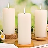 2.8x6 Inch White Soy Pillar Candles 255 Hours Long Burning Natural Smokeless White Pillar Candle Soy Wax Candles Dripless Handmade Soybean Pillar Candles for Wedding Table Home, 3 Pack