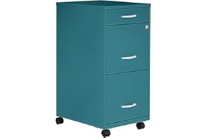 Lorell LYS SOHO Box/File/File Teal Mobile Cabinet, 3 Drawer