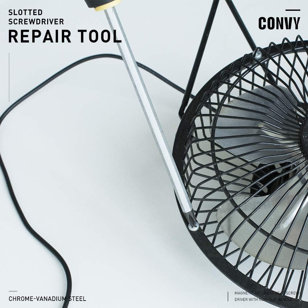 Convy GJ-0112 Slotted Screwdriver, Cross Head Screwdriver with Non-Slip Handle - - 