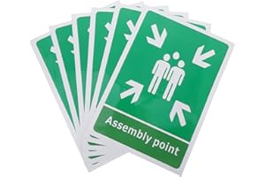 CATIEBYE 5pcs Self-adhesive Pvc Emergency Evacuation Area Assembly Point Sign for Office School Industrial