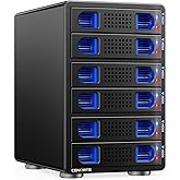 CENMATE 6 Bay Hard Drive Enclosure with Cooling Fan for 2.5“/3.5" SATA HDD/SSD with USB A/C 3.2 Gen 2, Support Hot Swappable, Daisy Chain Expansion, Tool-Free HDD Enclosure, DAS(NO RAID/NAS)
