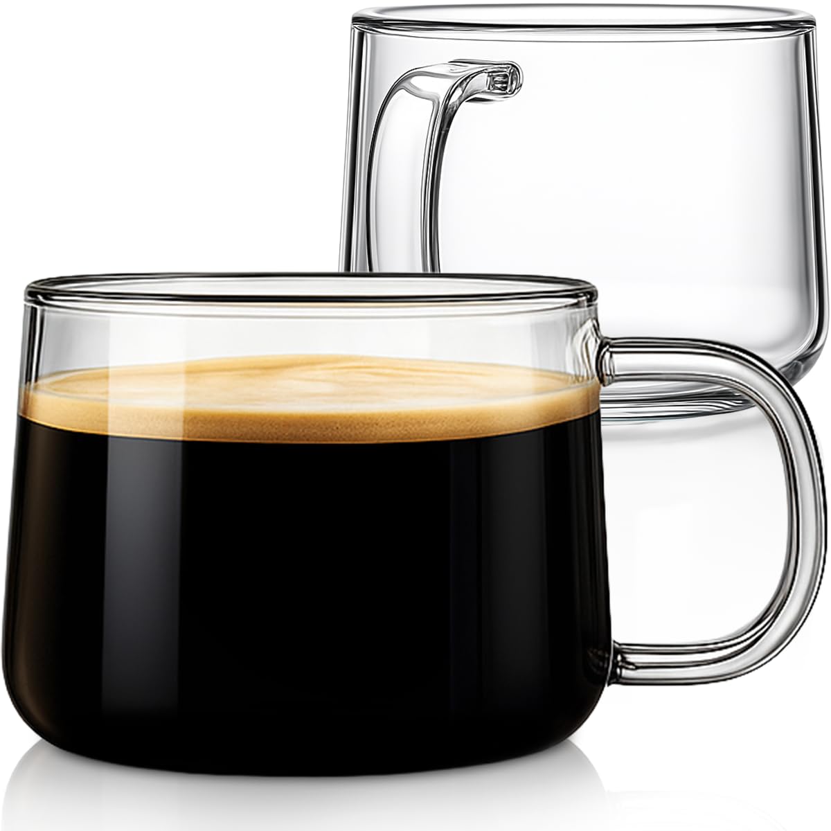 Photo 1 of Aquach 16 oz Glass Coffee Mugs with Handle Set of 2 - Large Clear Glass Cups for Latte, Cappuccino, and Tea