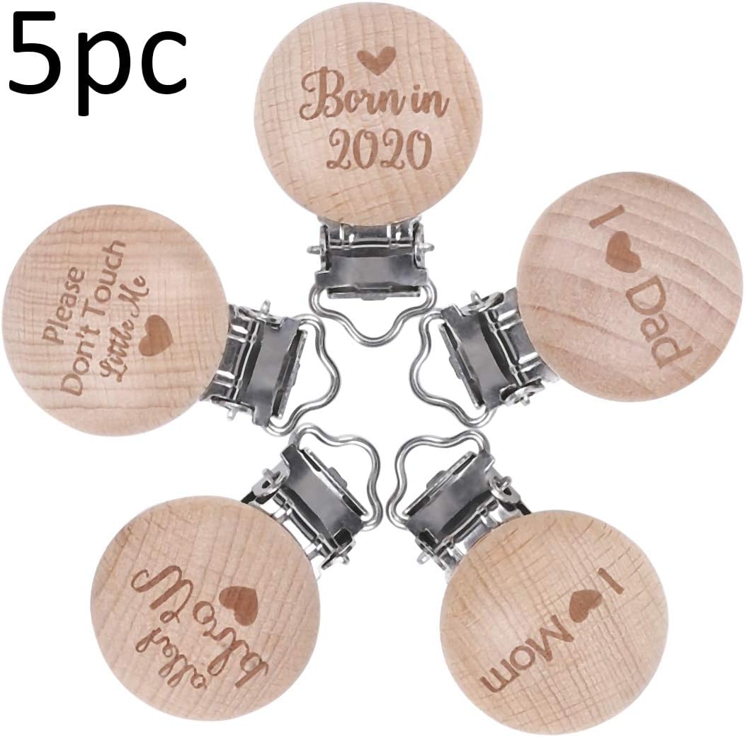 personalized wooden pacifier clip