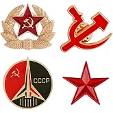Ximimark 4 PCS Red Star Hammer Sickle Enamel Pin Retro USSR Symbol Brooch Soviet Union Marxism Logo Jewelry