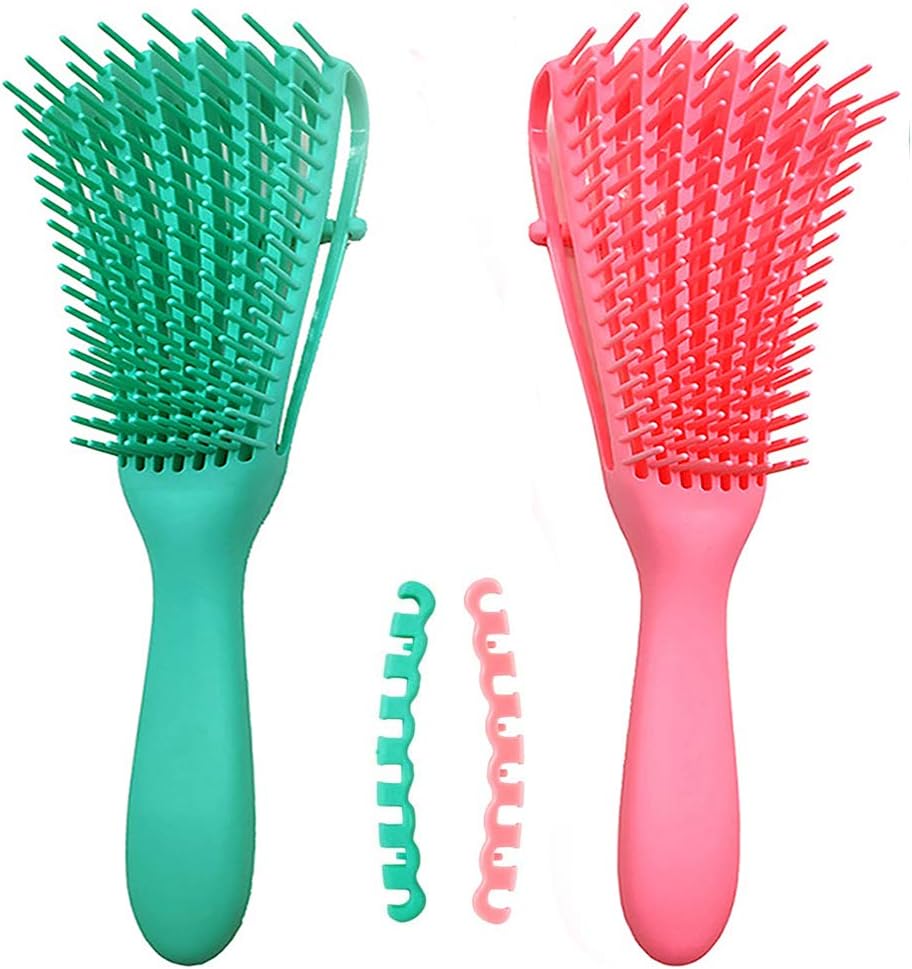 Sunwuun 2Pack Detangling Brush for Curly Hair, Hair Detangle Brush for Afro America/African