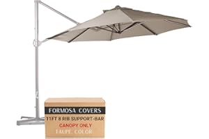 Formosa Covers Cantilever Umbrella Replacement Canopy TOP ONLY for 11 Foot 8 Rib Outdoor Patio Offset Umbrella Fabric Round Octagonal Top, Easy to Install, Rib Length 64" to 66"