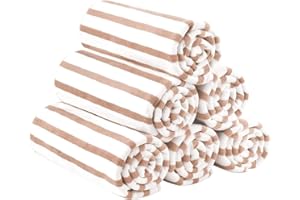 JML Microfiber Beach Towels, Large Bath Towel Set for Adult, 6 Pack, 27" x 55" - Cabana Stripe - Absorbent, Quick Dry Lint-Free, No Fading for Party, Hair Wrap, Pool, Sport, Yoga, Swimming, Coffee