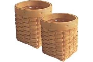 Holibanna 2Pcs Wood Woven Pen Holder Desk Organizer Basket Multifunctional Pencil Pot Storage Container for