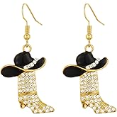 Western Cowboy Boots Earrings for Women Gold Silver Symmetric Rhinestone Cowgirl Boots Earrings Prom Country Concerts Rodeo Cowboy Outfits Jewelry Gift for Women