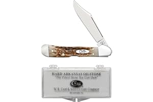 Case XX WR Pocket Knife Mini Copperlock Amber Jig Bone W/Sharpening Stone (61749 L SS) - Length Closed: 3 5/8 Inches