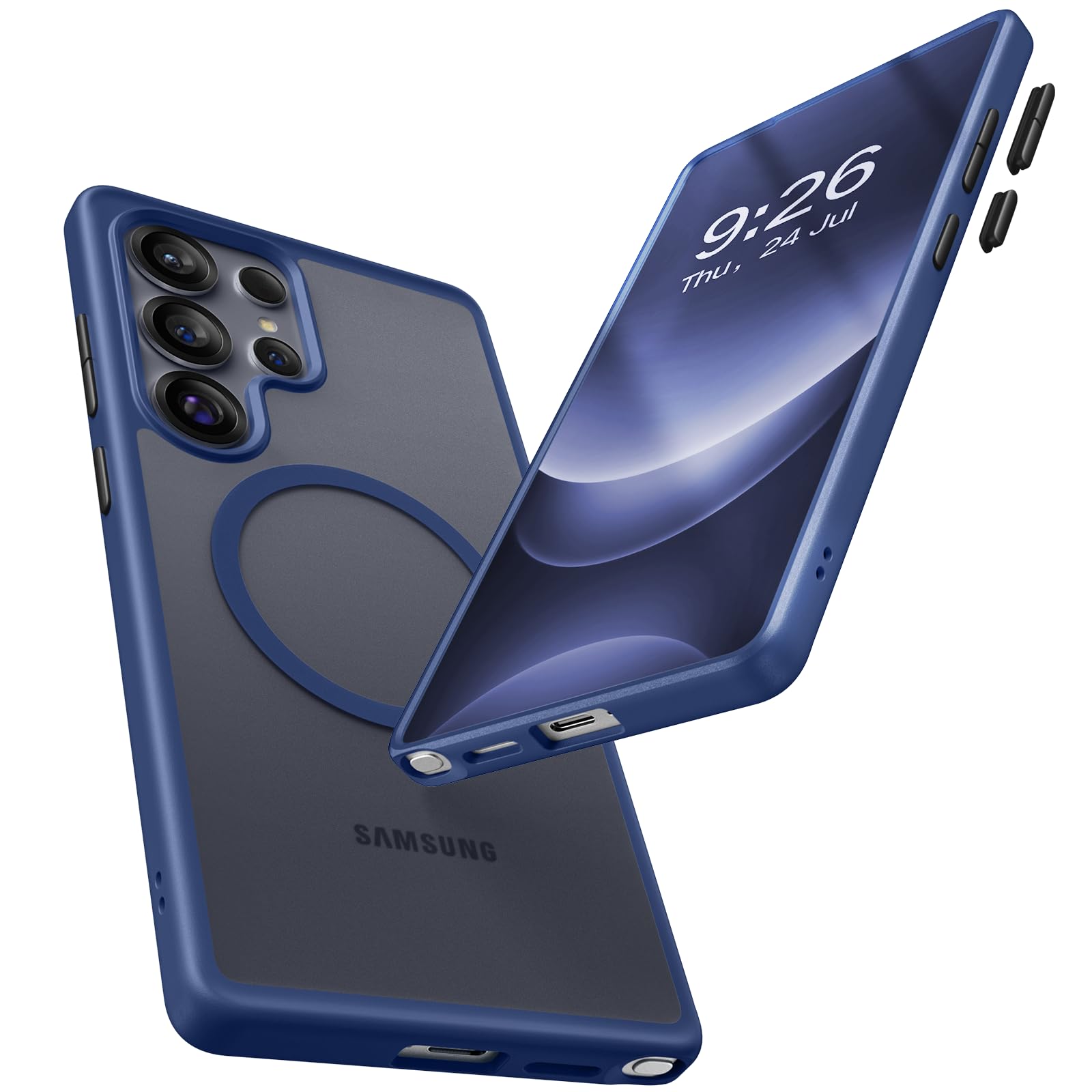 Maledan Shockproof Slim Case Designed for Galaxy S25 Ultra Case [Military-Grade Defense] [Fast Wireless Charging] - Magnetic Case for Samsung Galaxy S25 Ultra Accessories, Navy Blue