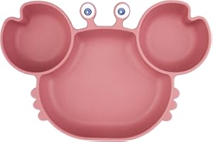 LINOWOS Silicone Suction Plate for Toddlers - Self Feeding Training Divided Plate Dish and Bowl for Baby and Toddler, Fits for Most Highchairs Trays, BPA Free Microwave Dishwasher Safe