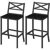 MAHANCRIS Bar Stools, Set of 2 Bar Chairs with Backrest and Footrest, 26" Tall Counter Bar Stools, Kitchen Breakfast Bar Chai