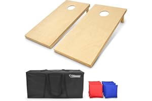 GoSports Solid Wood Premium Cornhole Sets - Choose 4 x 2 ft or 3 x 2 ft - Game Boards Include Set of 8 Cornhole Toss Bags
