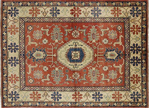 Elite Red 6' 10" x 9' 1" Pakistani Super Kazak Hand Knotted Wool Area Rug H7425