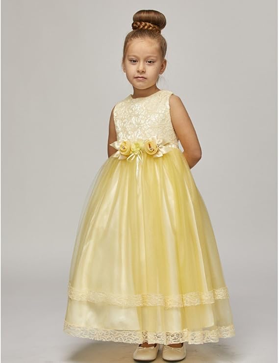 yellow tulle flower girl dress