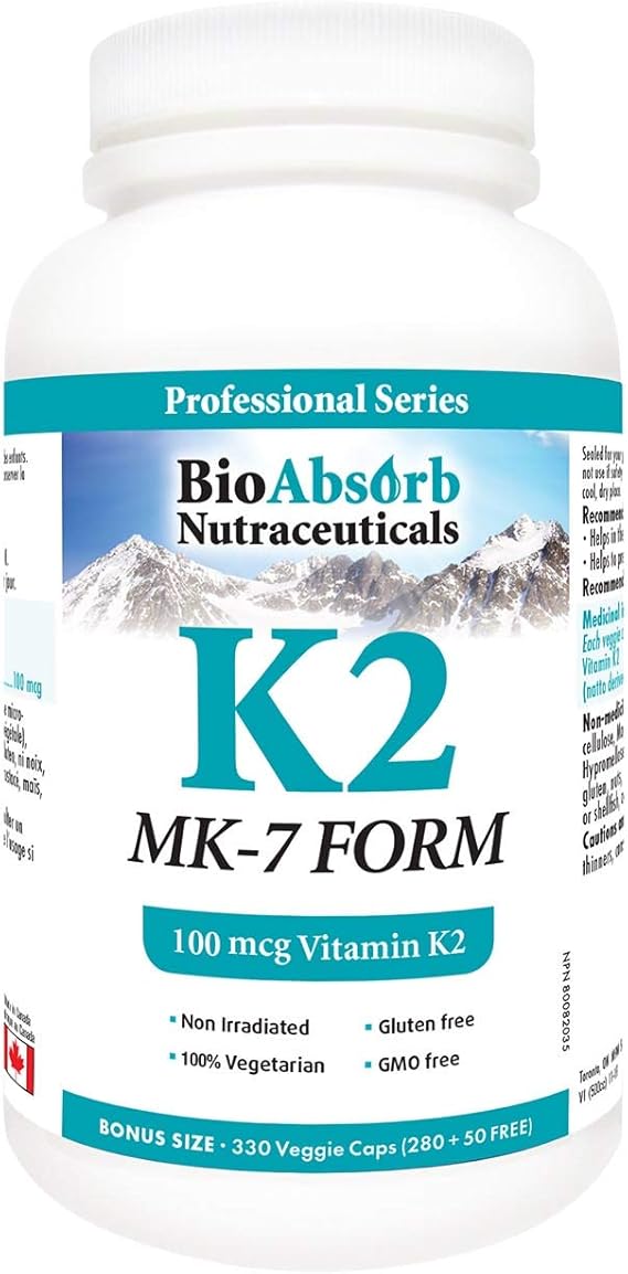 Vitamin K2 MK7 Form Supplement. 100 mcg. 330 Veggie Capsules. 330Day