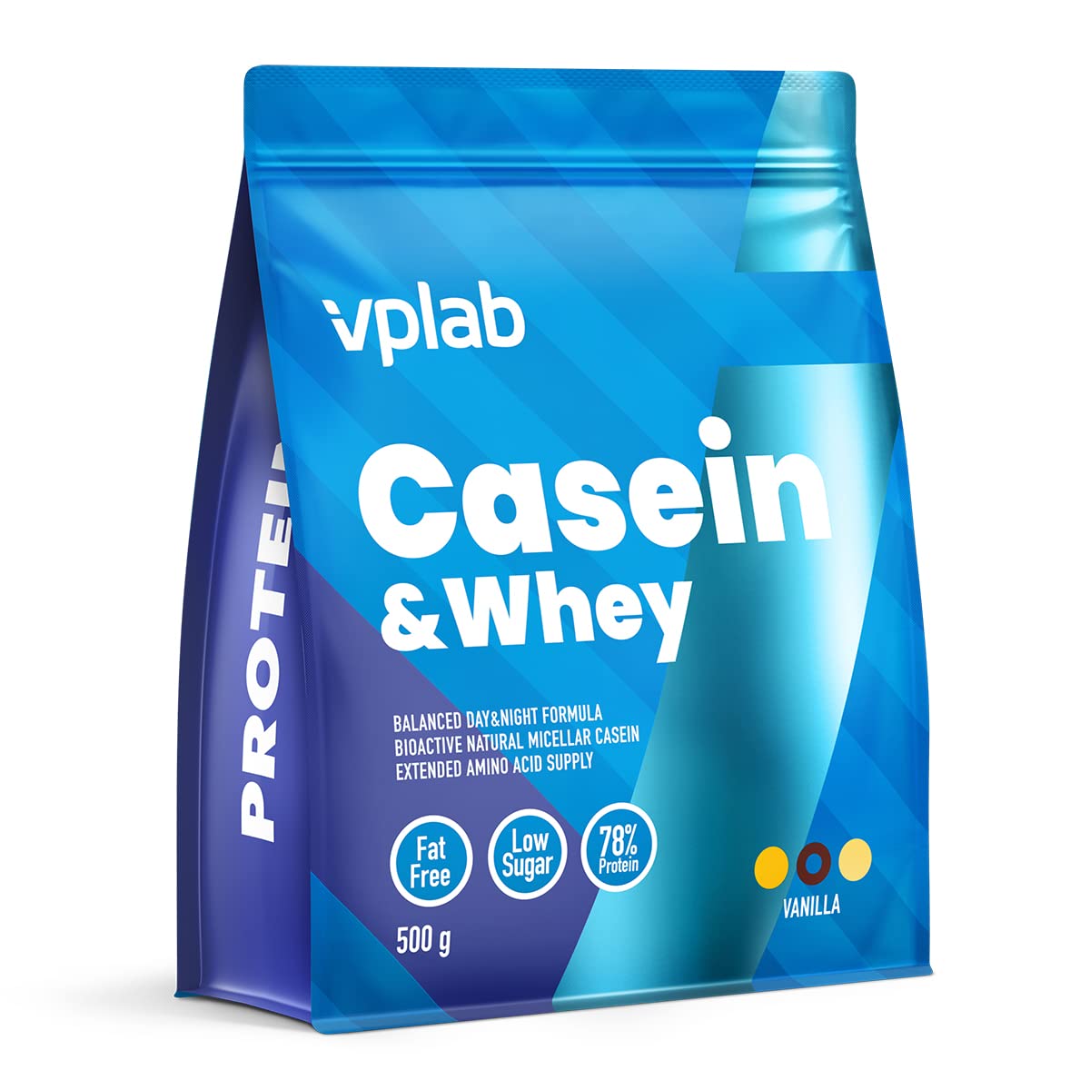 VPlab Casein & Whey Protein Powder, Casein and Whey Protein Powder Shake, Advanced Casein Protein Powder Formula, Low Sugar and Fat Free (Vanilla)