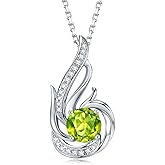 Leva Jewkis Birthstone Necklace for Women 925 Sterling Silver Phoenix Charm Necklace Birthday Anniversary Christmas Fine Jewelry Gifts for Women Mother Her, Adjustable Chain
